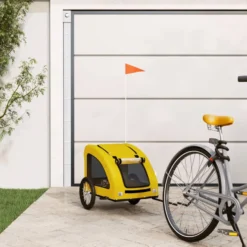 Remolque De Bicicleta Mascotas Hierro Tela Oxford Amarillo