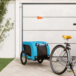 Remolque De Bicicleta Mascotas Hierro Tela Oxford Azul Negro