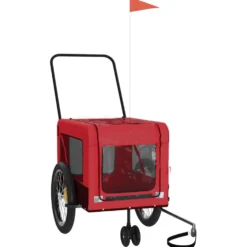 Remolque De Bicicleta Mascotas Hierro Tela Oxford Rojo Negro