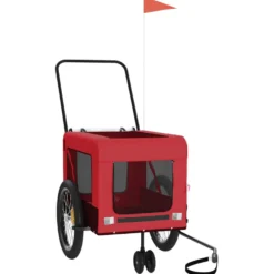 Remolque De Bicicleta Mascotas Hierro Tela Oxford Rojo Negro
