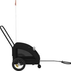 Remolque De Bicicleta Mascotas Hierro Tela Oxford Negro
