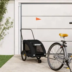 Remolque De Bicicleta Mascotas Hierro Tela Oxford Negro