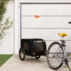 Remolque De Bicicleta Mascotas Hierro Tela Oxford Negro
