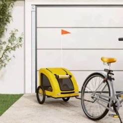 Remolque De Bicicleta Mascotas Hierro Tela Oxford Amarillo