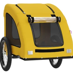 Remolque De Bicicleta Mascotas Hierro Tela Oxford Amarillo