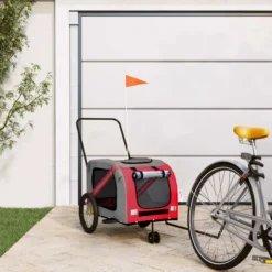 Remolque De Bicicleta Mascotas Hierro Tela Oxford Naranja Gris