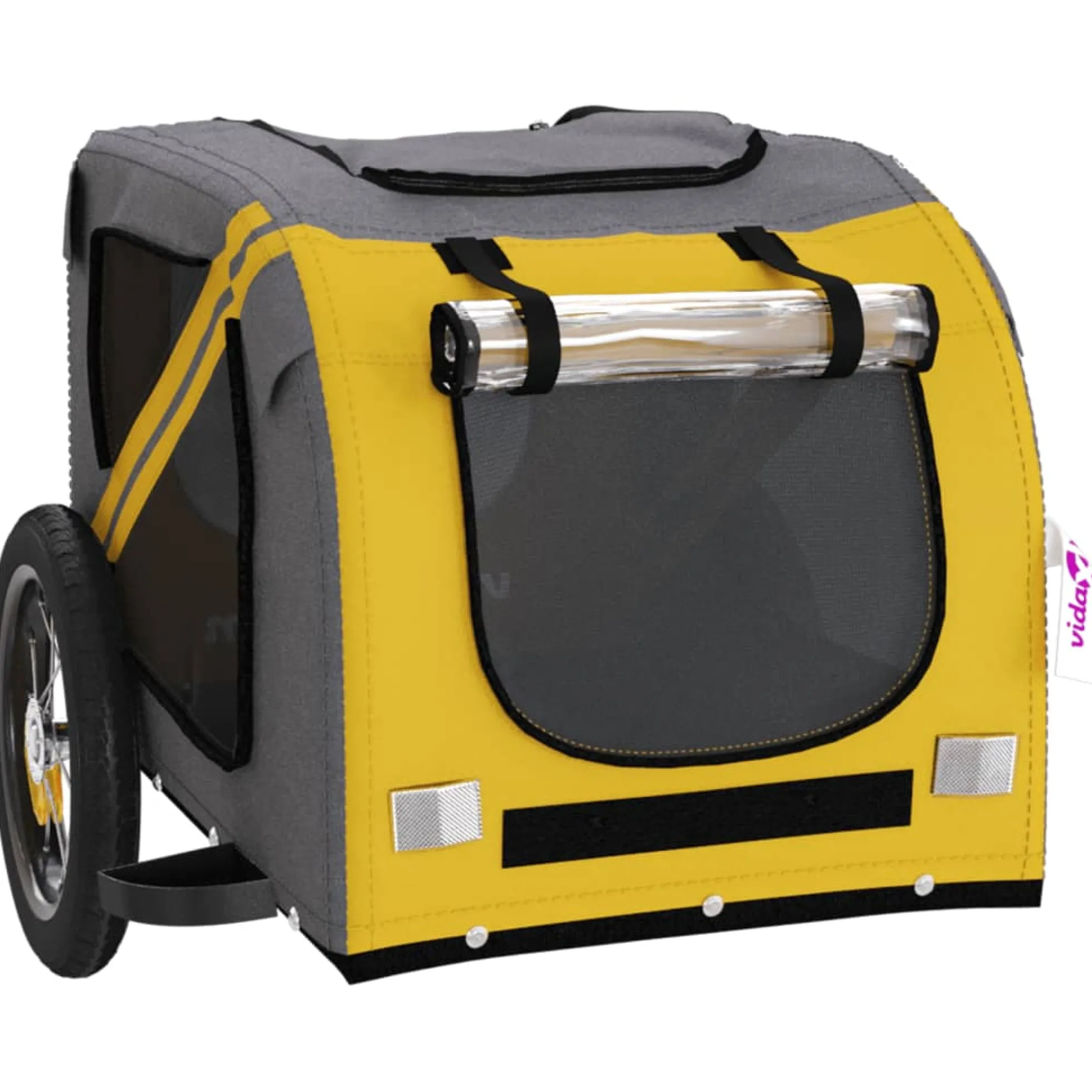 Remolque De Bicicleta Mascotas Hierro Tela Oxford Amarillo Gris