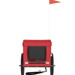 Remolque De Bicicleta Mascotas Hierro Tela Oxford Rojo Negro