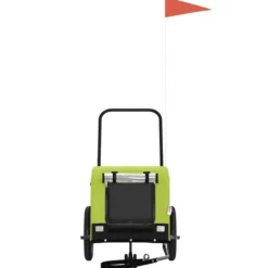 Remolque De Bicicleta Mascotas Hierro Tela Oxford Verde Negro