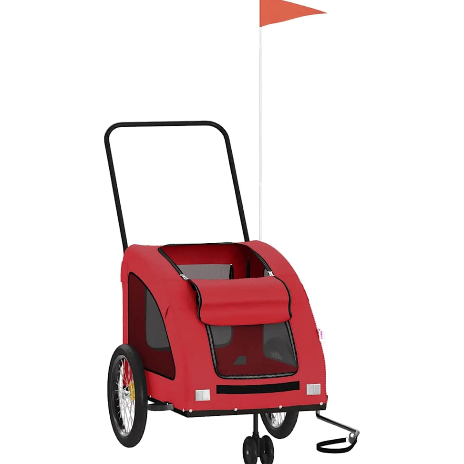 Remolque De Bicicleta Mascotas Hierro Tela Oxford Rojo