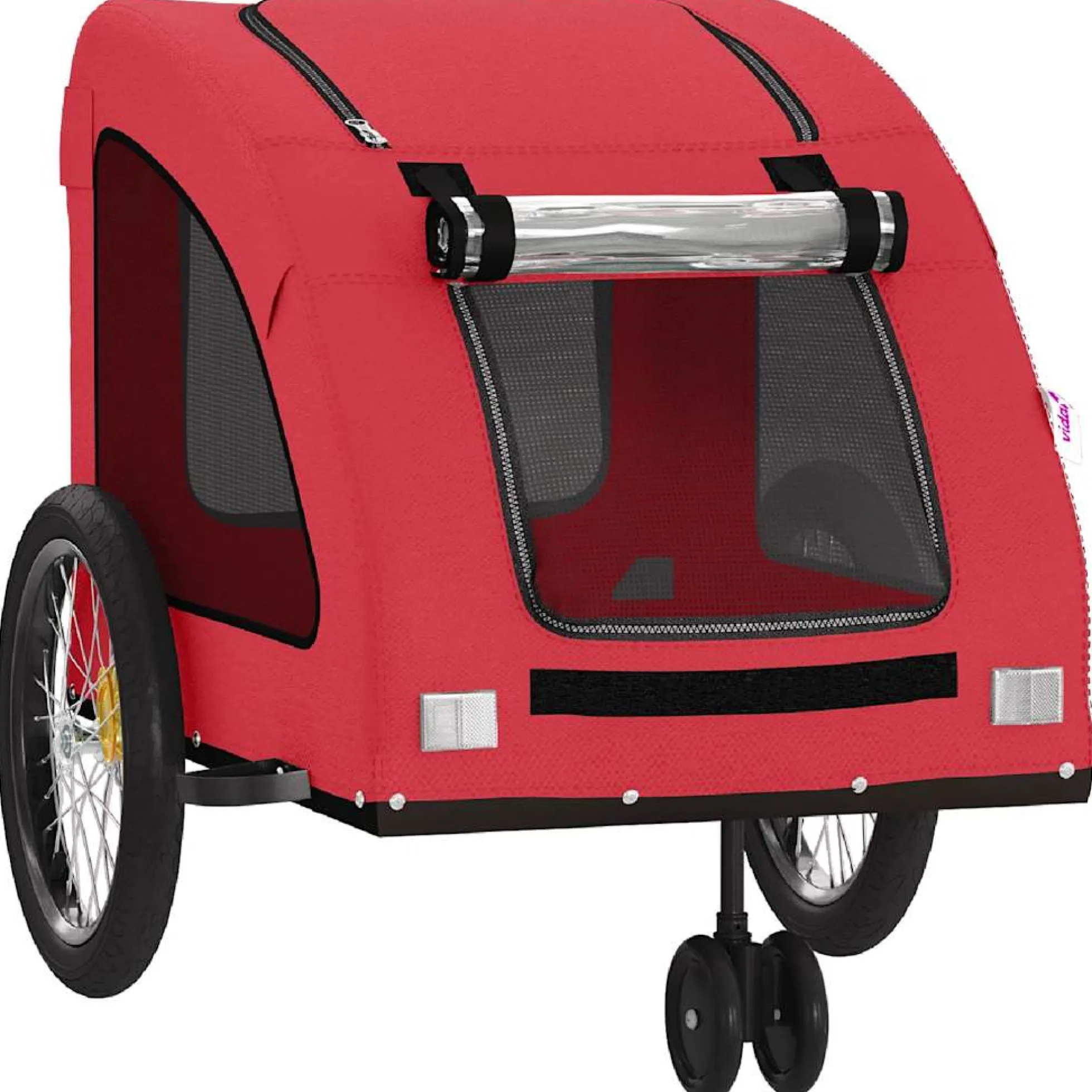 Remolque De Bicicleta Mascotas Hierro Tela Oxford Rojo