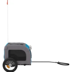 Remolque De Bicicleta Mascotas Hierro Tela Oxford Azul Gris