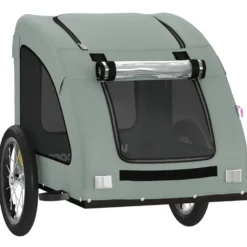 Remolque De Bicicleta Mascotas Hierro Tela Oxford Gris