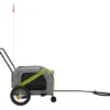 Remolque De Bicicleta Mascotas Hierro Tela Oxford Verde Negro