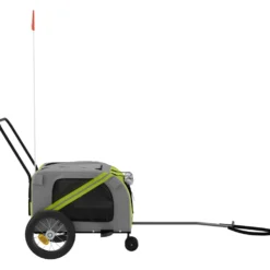 Remolque De Bicicleta Mascotas Hierro Tela Oxford Verde Negro