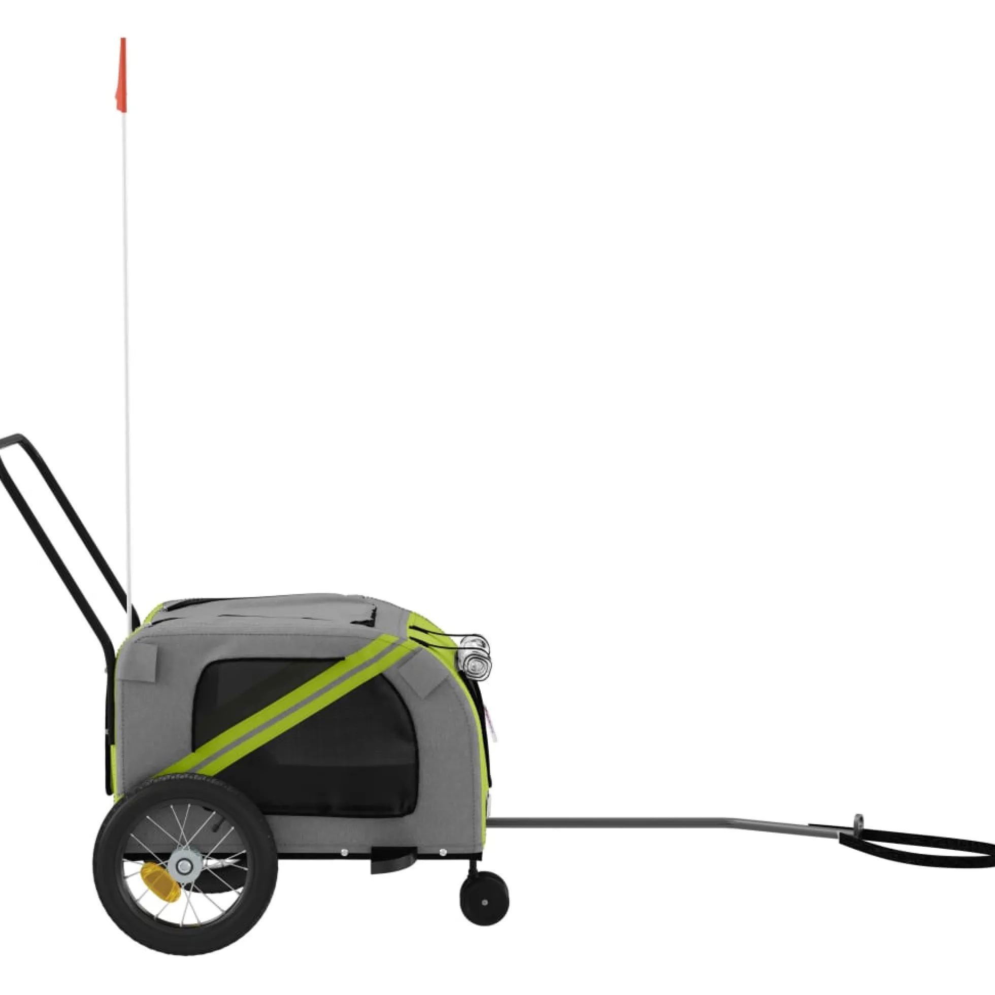 Remolque De Bicicleta Mascotas Hierro Tela Oxford Verde Negro