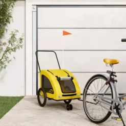 Remolque De Bicicleta Mascotas Hierro Tela Oxford Amarillo