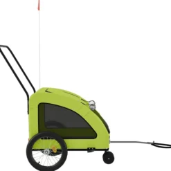 Remolque De Bicicleta Mascotas Hierro Tela Oxford Verde
