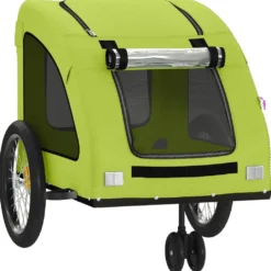 Remolque De Bicicleta Mascotas Hierro Tela Oxford Verde