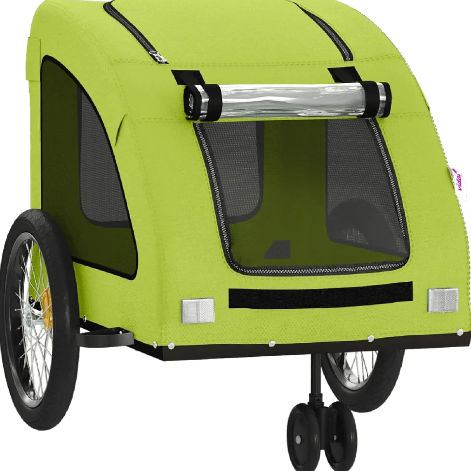 Remolque De Bicicleta Mascotas Hierro Tela Oxford Verde