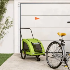 Remolque De Bicicleta Mascotas Hierro Tela Oxford Verde