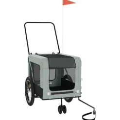 Remolque De Bicicleta Mascotas Hierro Tela Oxford Gris Negro