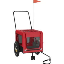 Remolque De Bicicleta Mascotas Hierro Tela Oxford Rojo Negro