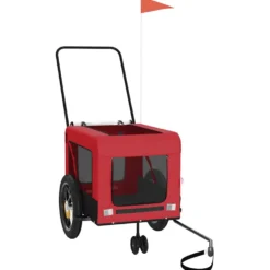 Remolque De Bicicleta Mascotas Hierro Tela Oxford Rojo Negro