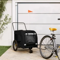 Remolque De Bicicleta Mascotas Hierro Tela Oxford Negro