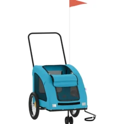 Remolque De Bicicleta Mascotas Hierro Tela Oxford Azul