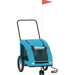 Remolque De Bicicleta Mascotas Hierro Tela Oxford Azul