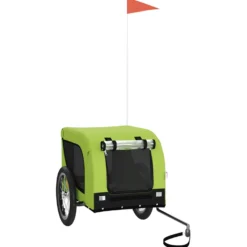 Remolque De Bicicleta Mascotas Hierro Tela Oxford Verde Negro