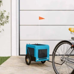 Remolque De Bicicleta Mascotas Hierro Tela Oxford Azul Negro
