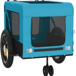 Remolque De Bicicleta Mascotas Hierro Tela Oxford Azul Negro
