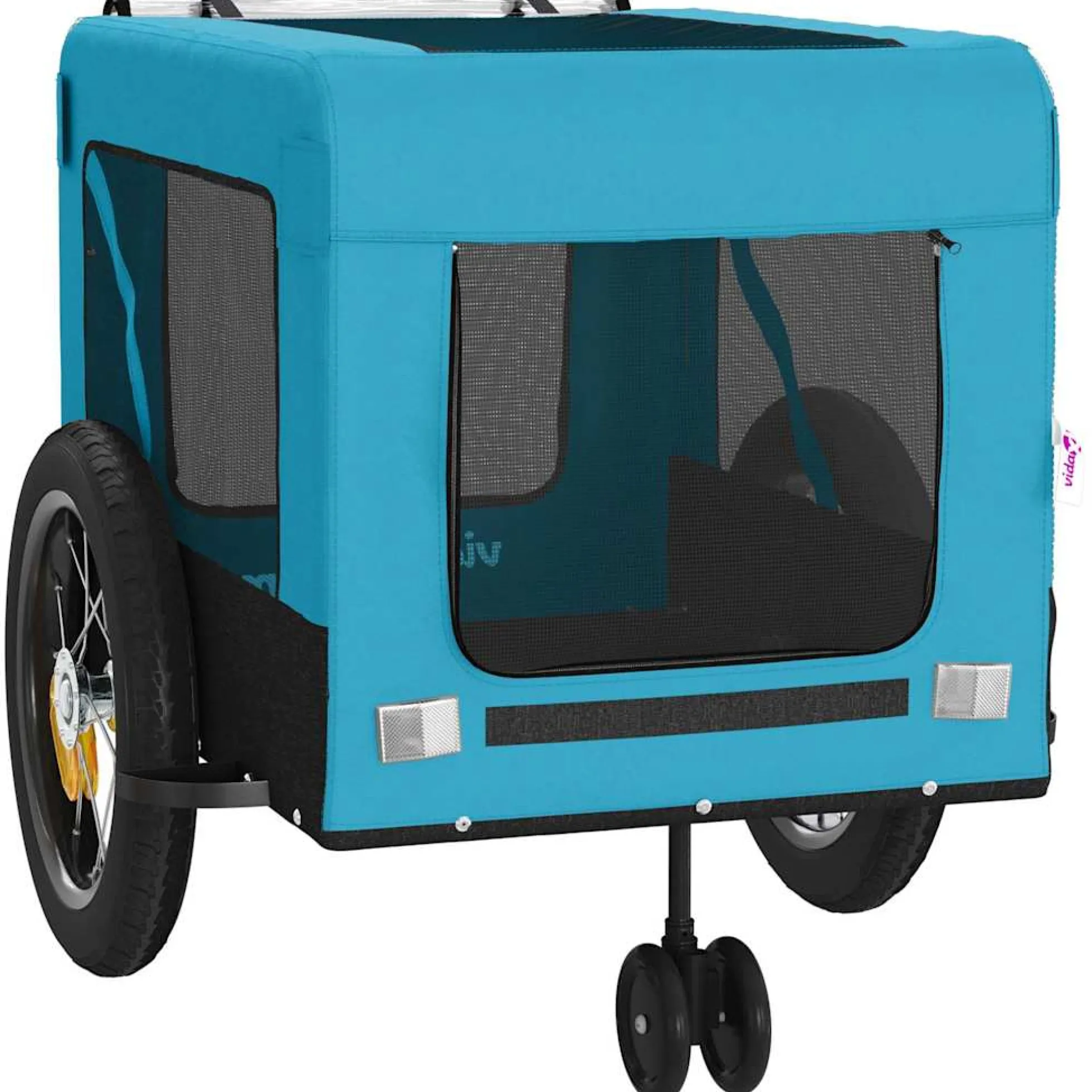 Remolque De Bicicleta Mascotas Hierro Tela Oxford Azul Negro