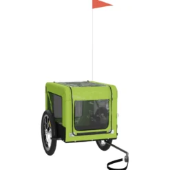 Remolque De Bicicleta Mascotas Hierro Tela Oxford Verde Negro