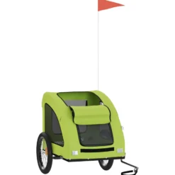 Remolque De Bicicleta Mascotas Hierro Tela Oxford Verde