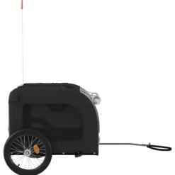 Remolque De Bicicleta Mascotas Hierro Tela Oxford Gris Negro