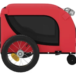 Remolque De Bicicleta Mascotas Hierro Tela Oxford Rojo Negro