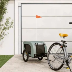 Remolque De Bicicleta Mascotas Hierro Tela Oxford Gris Negro