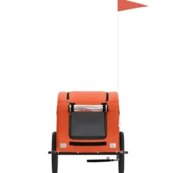 Remolque De Bicicleta Mascotas Hierro Tela Oxford Naranja