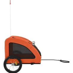 Remolque De Bicicleta Mascotas Hierro Tela Oxford Naranja