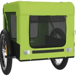 Remolque De Bicicleta Mascotas Hierro Tela Oxford Verde Negro