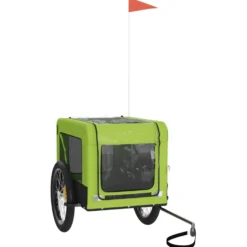 Remolque De Bicicleta Mascotas Hierro Tela Oxford Verde Negro