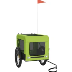 Remolque De Bicicleta Mascotas Hierro Tela Oxford Verde Negro