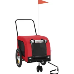 Remolque De Bicicleta Mascotas Hierro Tela Oxford Rojo Negro