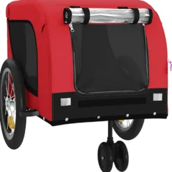 Remolque De Bicicleta Mascotas Hierro Tela Oxford Rojo Negro