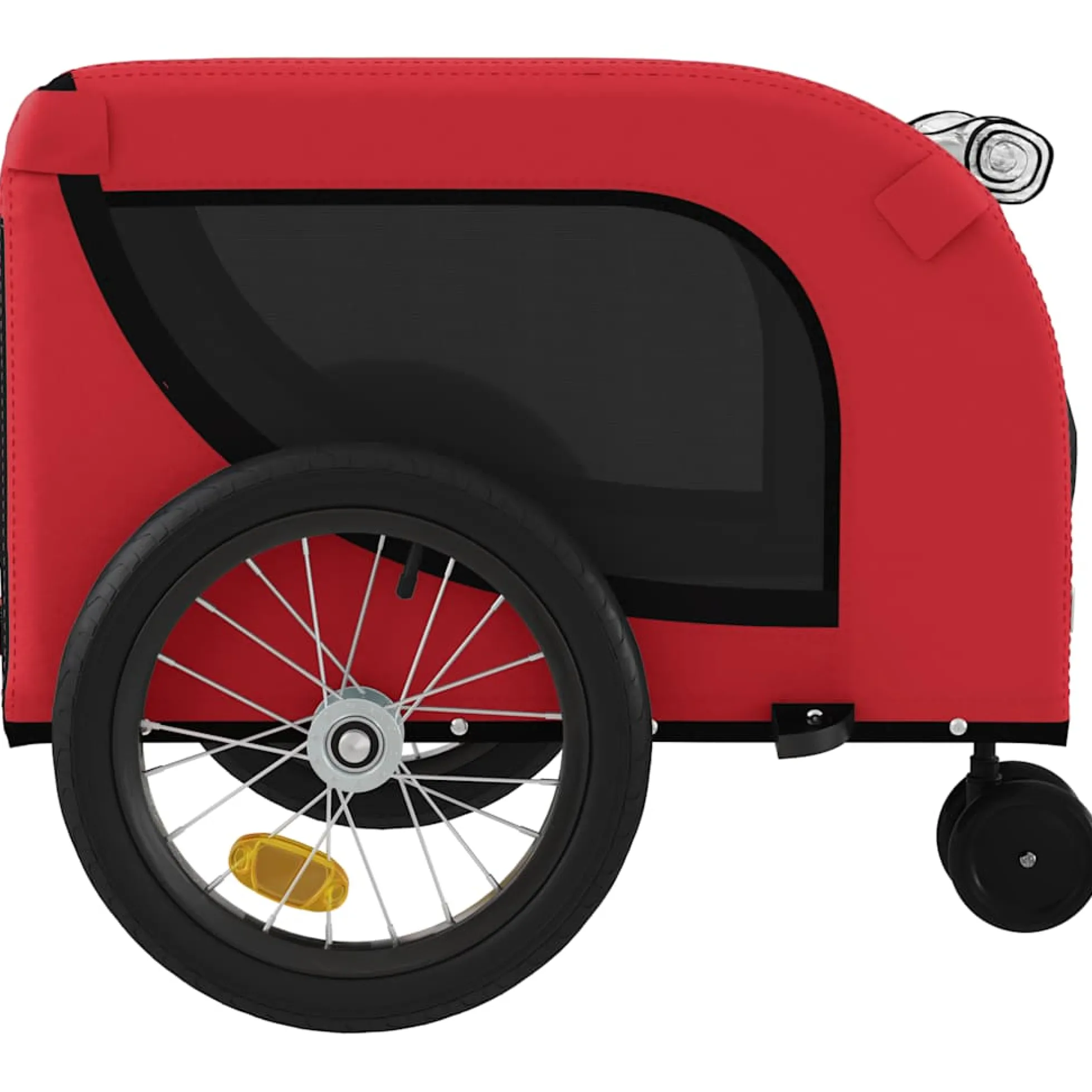 Remolque De Bicicleta Mascotas Hierro Tela Oxford Rojo Negro