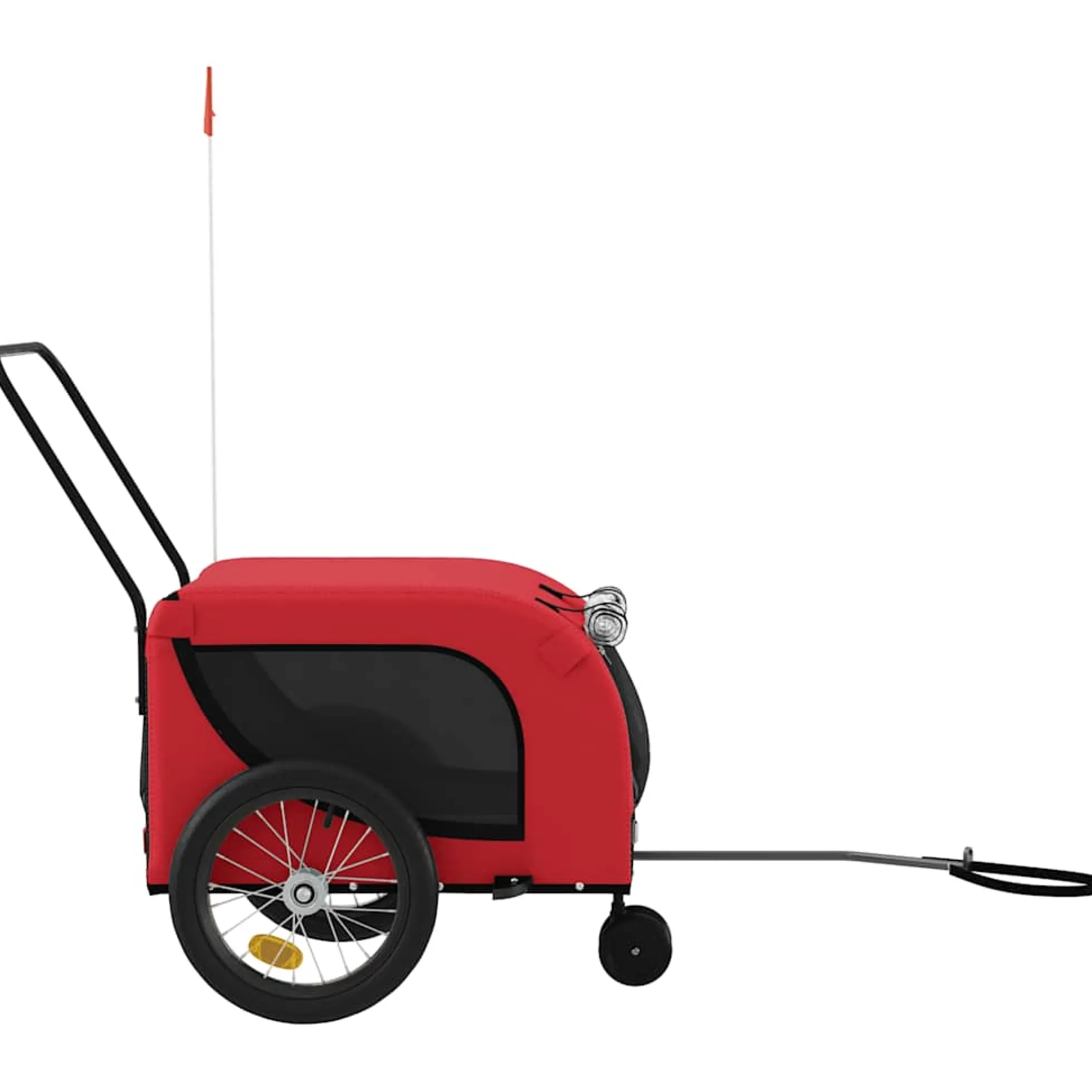 Remolque De Bicicleta Mascotas Hierro Tela Oxford Rojo Negro