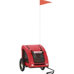 Remolque De Bicicleta Mascotas Hierro Tela Oxford Rojo